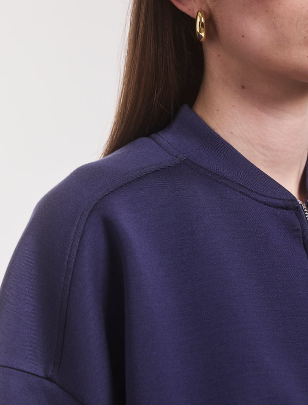 Ninety Percent Classic Lounge Zip Jacket In Summer Navy