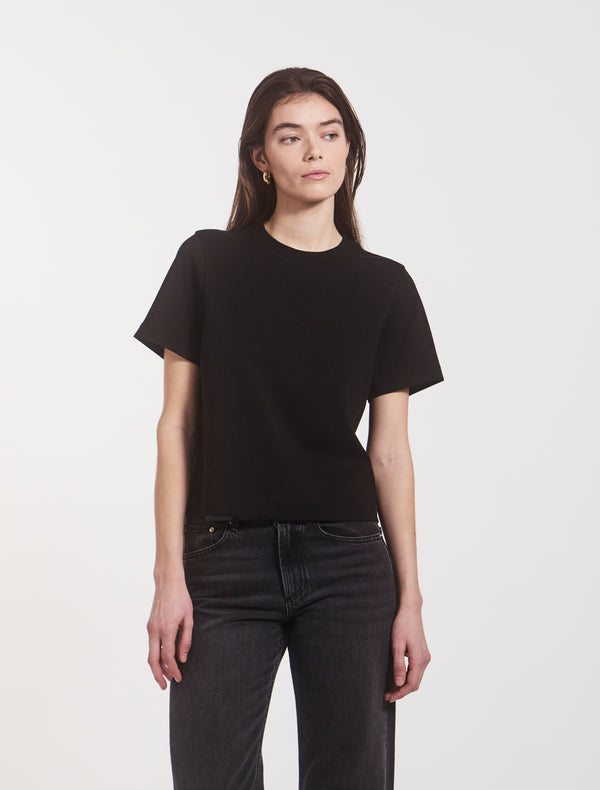 Ninety Percent Compact Cotton Boxy T-shirt In Black