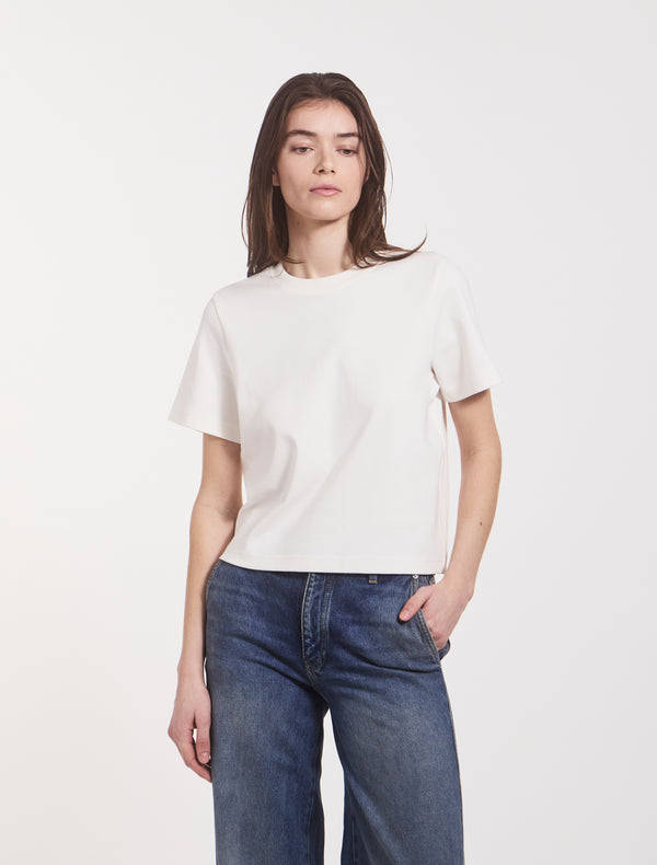 Ninety Percent Compact Cotton Boxy T-shirt In Off White
