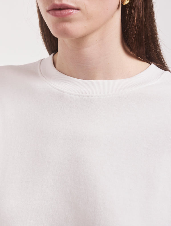 Ninety Percent Compact Cotton Boyfriend Long Sleeve T-Shirt In White