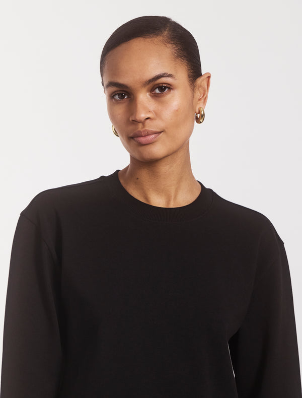 Ninety Percent Compact Cotton Long Sleeve T-Shirt In Black