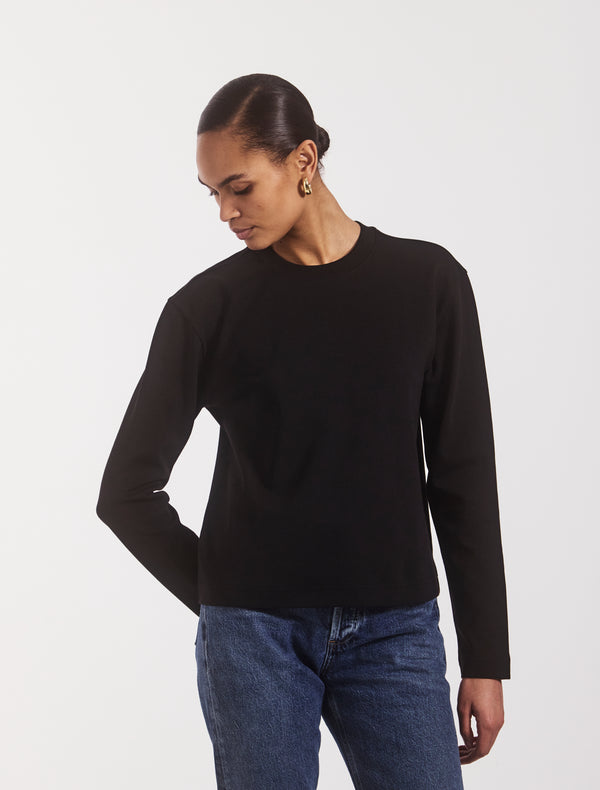 ninety percent Compact Cotton Long Sleeve T-Shirt in Black