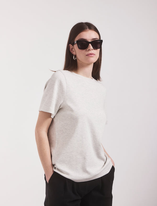 Ninety Percent Compact Cotton Oversized T-Shirt In Light Grey Marl