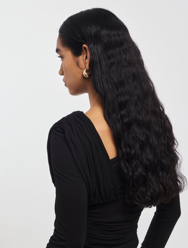 Ninety Percent Corey Ruched Long Sleeve Top In Black