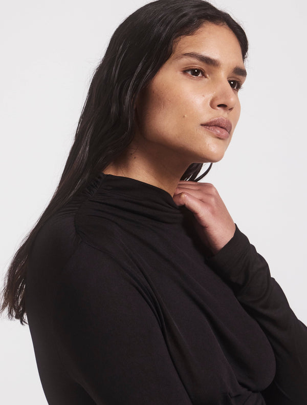 Ninety Percent Iphis Draped Long Sleeve Top In Black