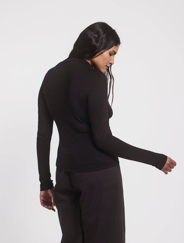 Ninety Percent Iphis Draped Long Sleeve Top In Black
