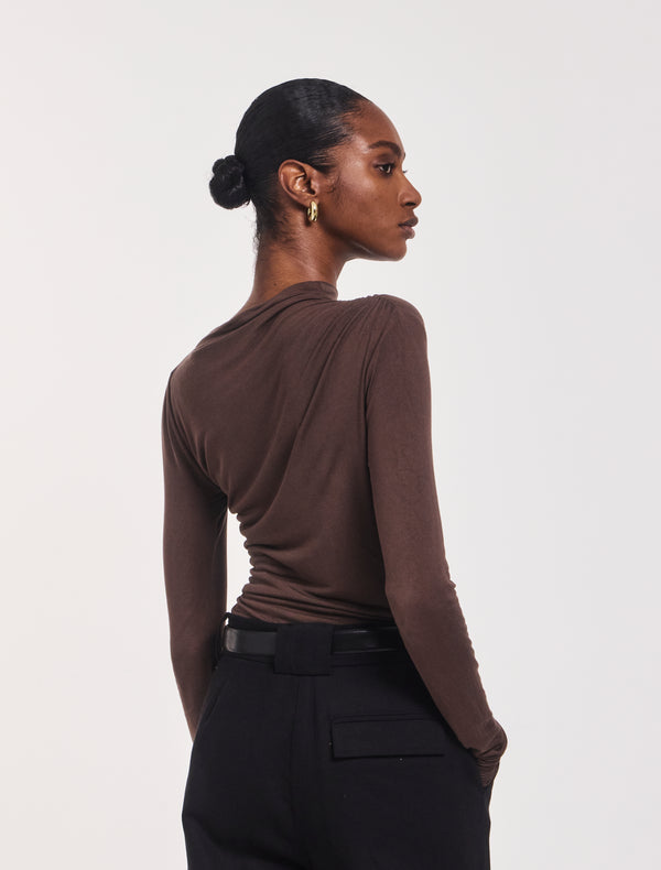 Ninety Percent Iphis Draped Long Sleeve Top In Bracken