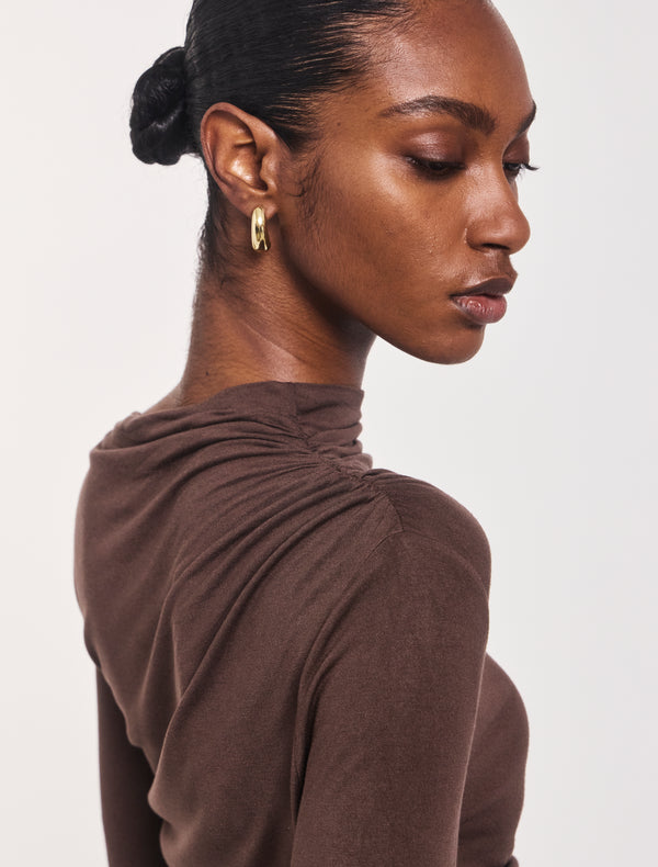 Ninety Percent Iphis Draped Long Sleeve Top In Bracken