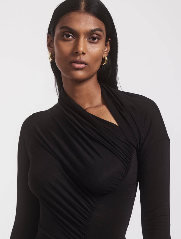 Ninety Percent Jeane Cut Out Long Sleeve Top In Black