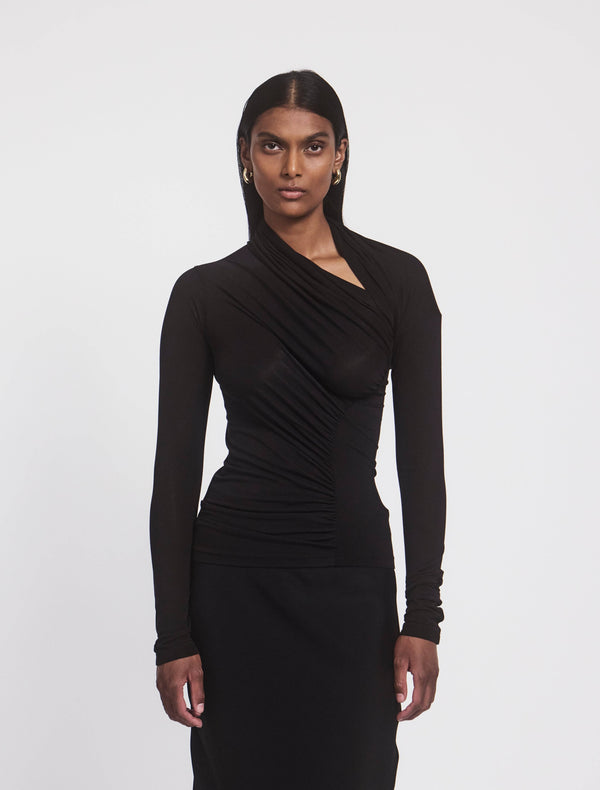 ninety percent Jeane Cut Out Long Sleeve Top in Black