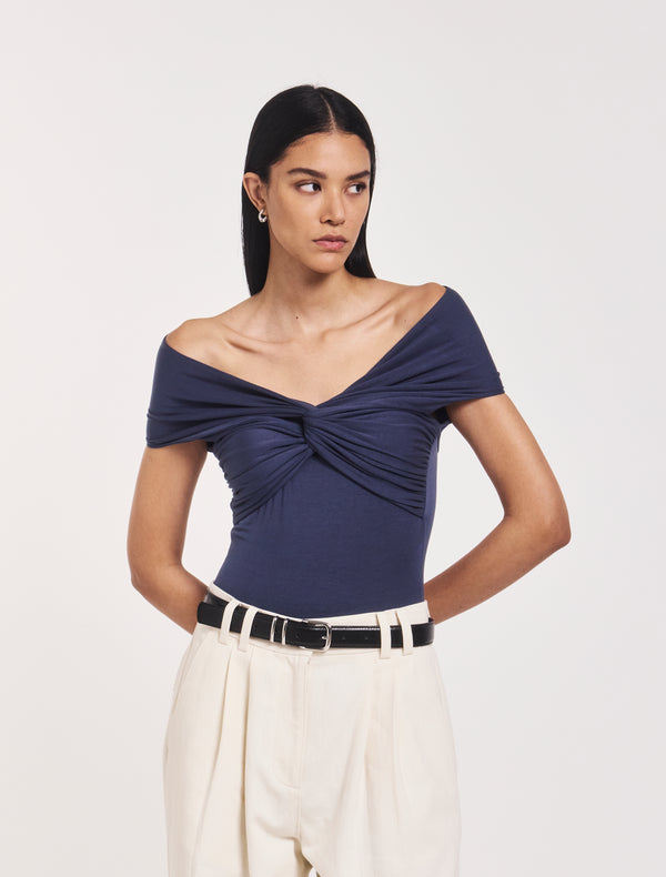 Ninety Percent Laila Twist Front Bodysuit In Nightime