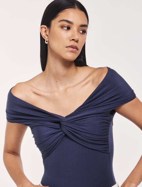 Ninety Percent Laila Twist Front Bodysuit In Nightime