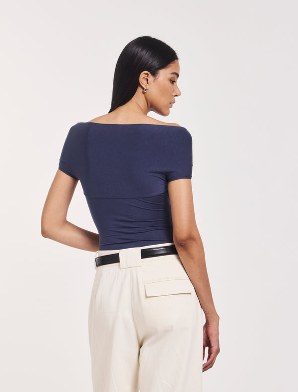 Ninety Percent Laila Twist Front Bodysuit In Nightime