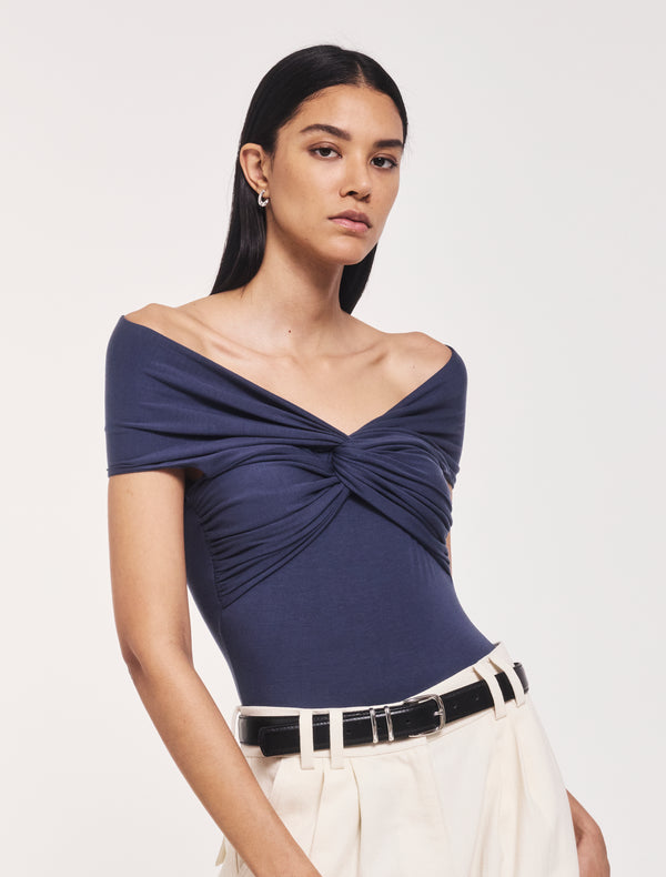 ninety percent Laila Twist Front Bodysuit in Nightime