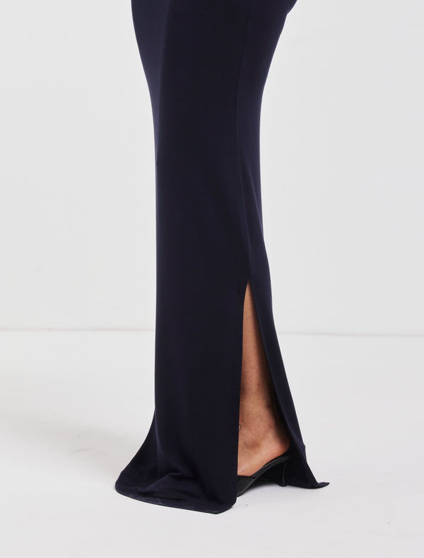 Ninety Percent Leah Ruched Maxi Skirt In Darkest Navy