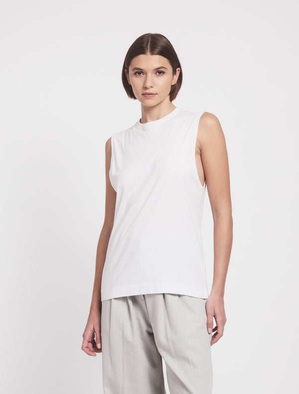 Ninety Percent Lightweight Cotton Boyfriend Tank In White