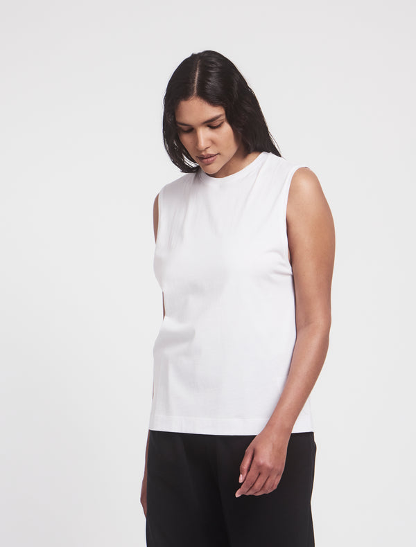 Ninety Percent Lightweight Cotton Boyfriend Tank In White