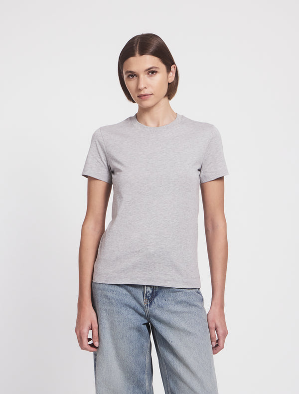 Ninety Percent Lightweight Cotton Fitted T-Shirt In Grey Marl