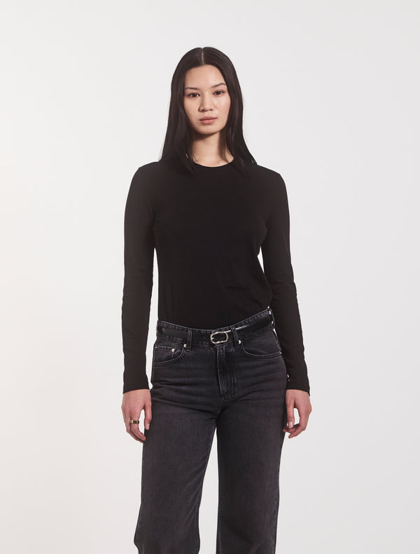 ninety percent Lightweight Cotton Long Sleeve T-Shirt in Black