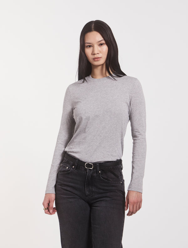 ninety percent Lightweight Cotton Long Sleeve T-Shirt in Grey Marl