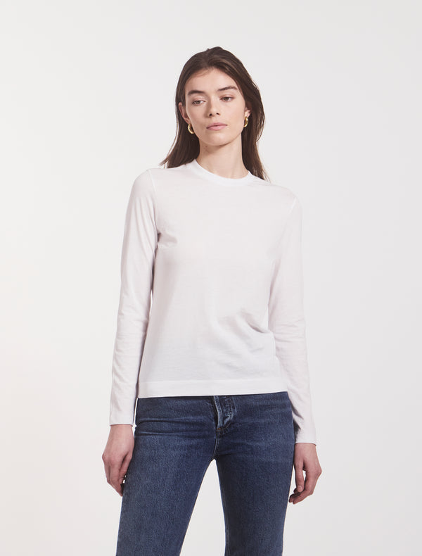 Ninety Percent Lightweight Cotton Long Sleeve T-Shirt In White
