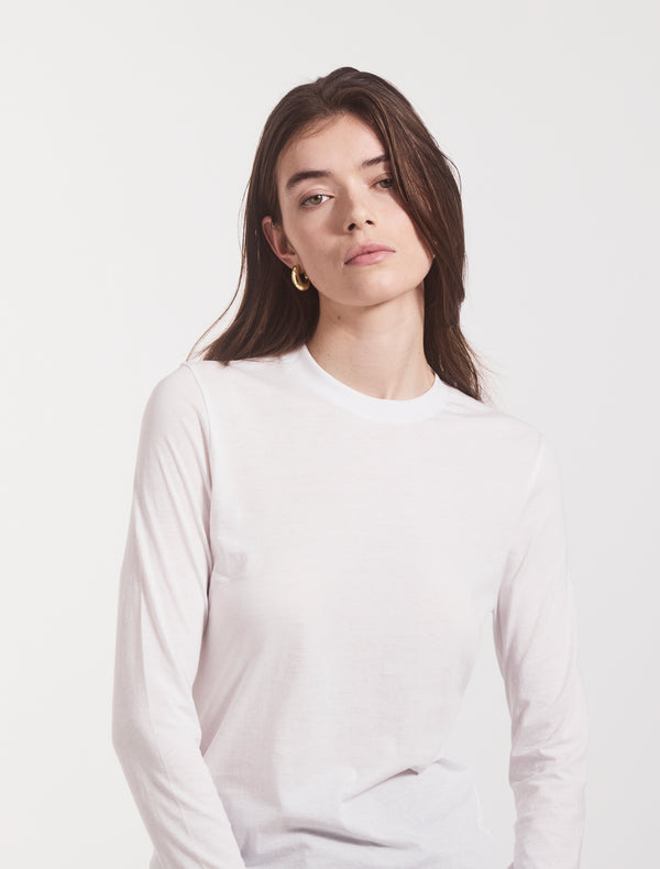 ninety percent Lightweight Cotton Long Sleeve T-Shirt in White