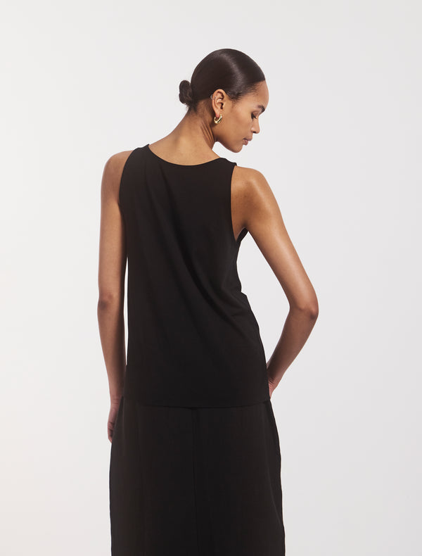 Ninety Percent Lightweight Cotton Loose Tank In Black