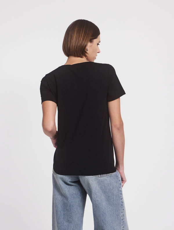 Ninety Percent Lightweight Cotton V Neck T-Shirt In Black
