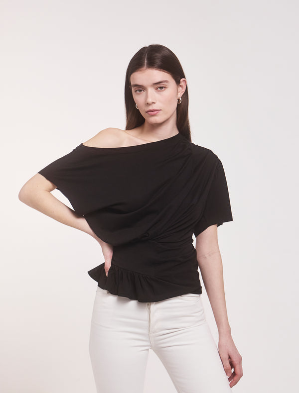 Ninety Percent Agathi Draped Top In Black
