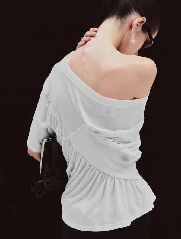 Ninety Percent Agathi Draped Top In Pale Sage