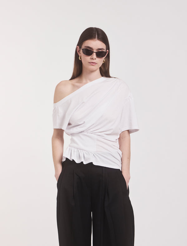 Ninety Percent Agathi Draped Top In White