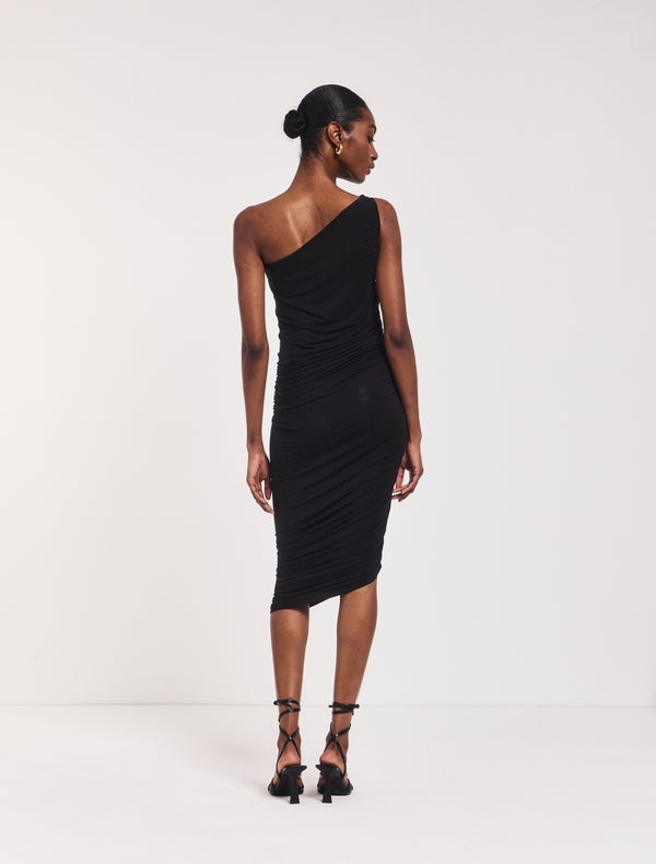 Ninety Percent Aisha Ruched Midi Dress In Black