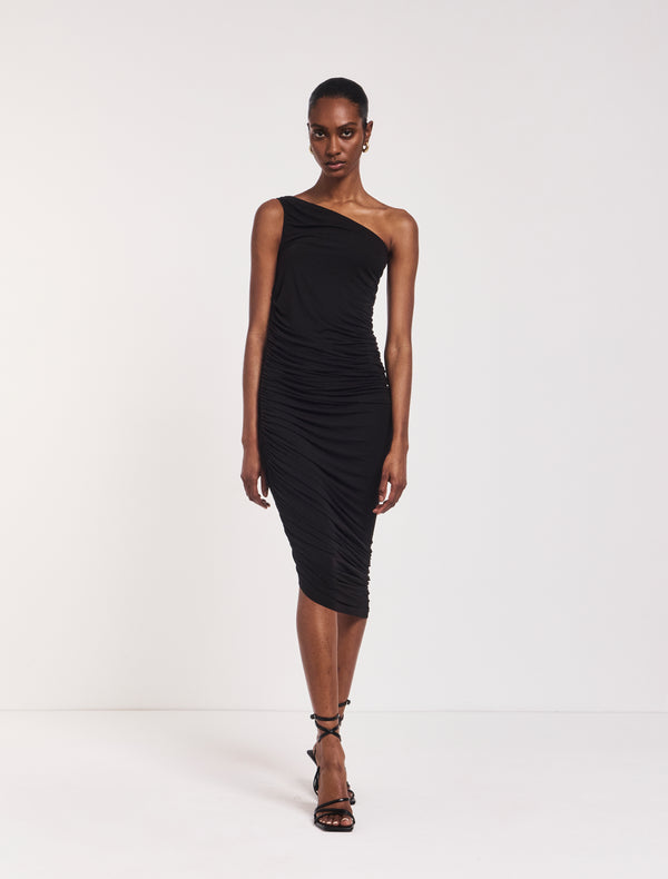 ninety percent Aisha Ruched Midi Dress in Black