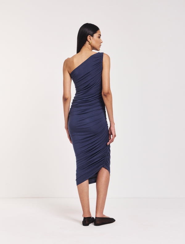 Ninety Percent Aisha Ruched Midi Dress In Nightime