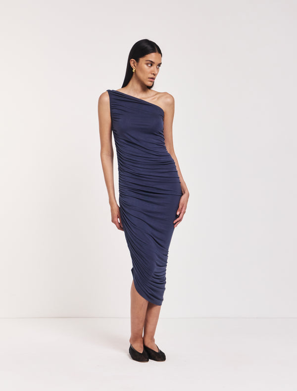 ninety percent Aisha Ruched Midi Dress in Nightime