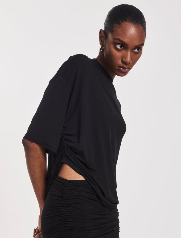 Ninety Percent Aria Ruched Tee In Black