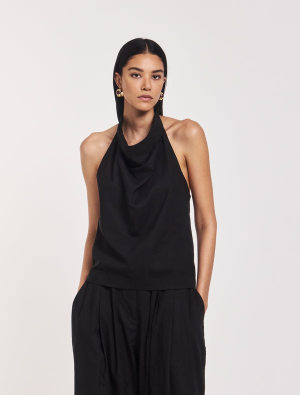 ninety percent Avery Scarf Top in Black