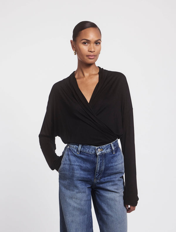 Ninety Percent Calix Draped Top In Black