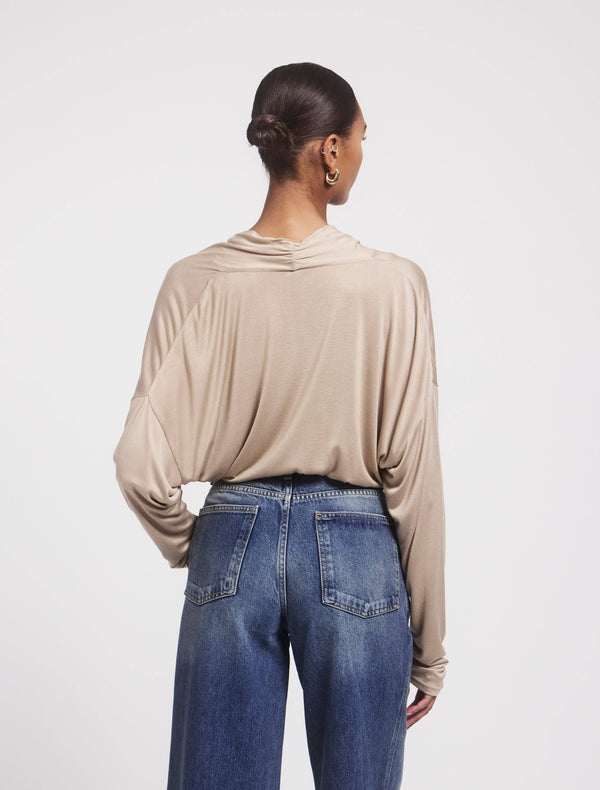 Ninety Percent Calix Draped Top In Taupe