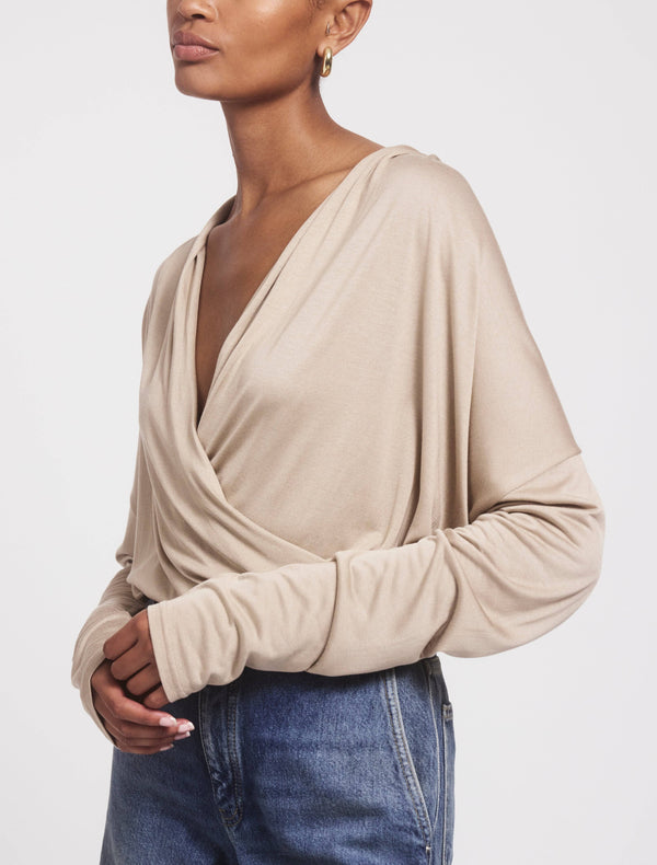 ninety percent Calix Draped Top In Taupe