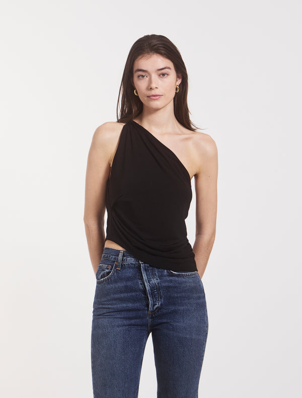 Ninety Percent Cava Asymmetric Top In Black