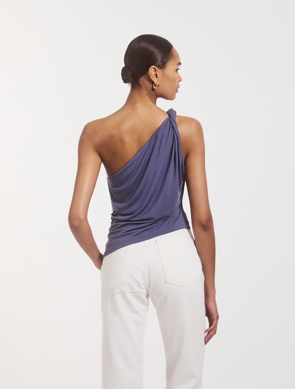 Ninety Percent Cava Asymmetric Top In Summer Navy