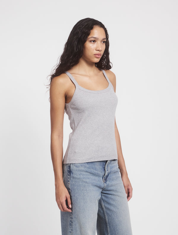 Ninety Percent Classic Rib Cami Top In Grey Marl