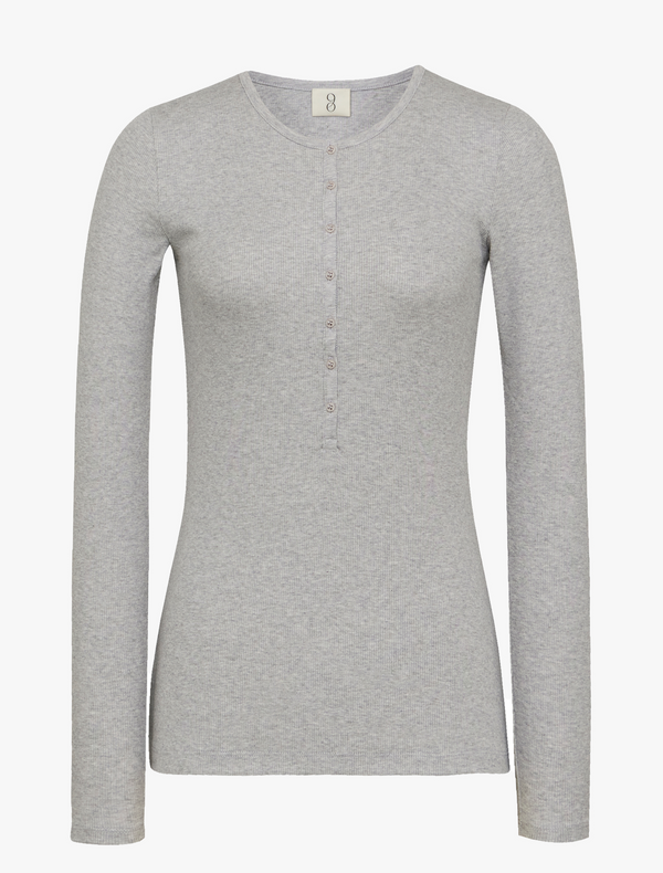 Ninety Percent Classic Rib Henley In Grey Marl