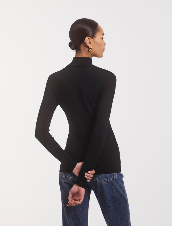 Ninety Percent Classic Rib High Neck Top In Black