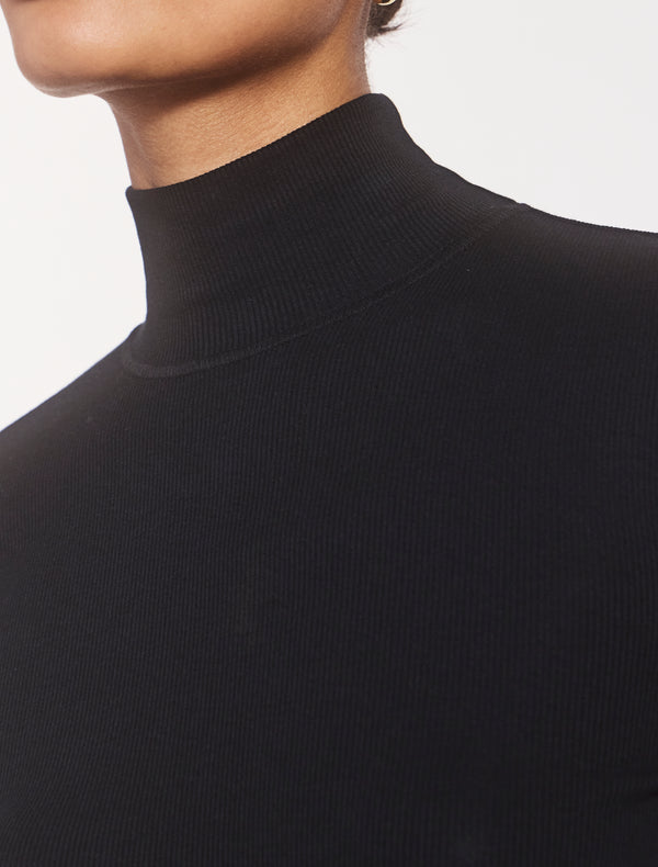Ninety Percent Classic Rib High Neck Top In Black