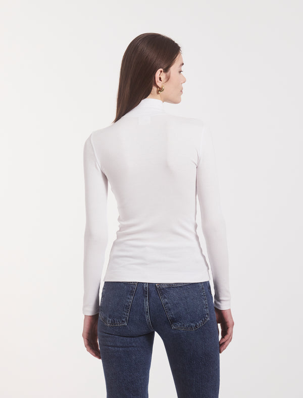 Ninety Percent Classic Rib High Neck Top In White
