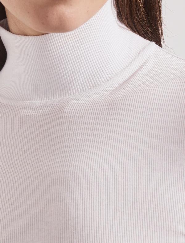 Ninety Percent Classic Rib High Neck Top In White
