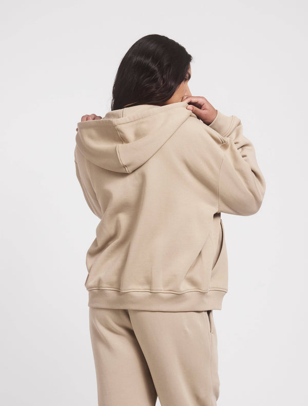 Ninety Percent Classic Zip Hoodie In Taupe