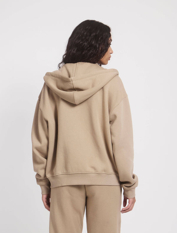 Ninety Percent Classic Zip Hoodie In Taupe